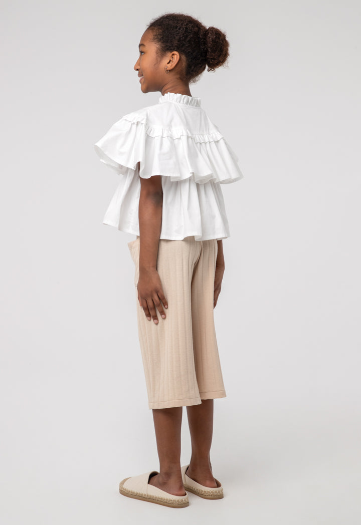 Knitted Wide Leg Trouser With Deep Rib