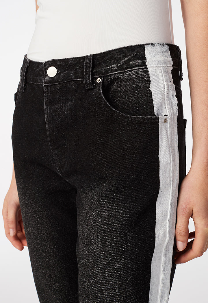 Contrast Side Denim Jeans - Fresqa