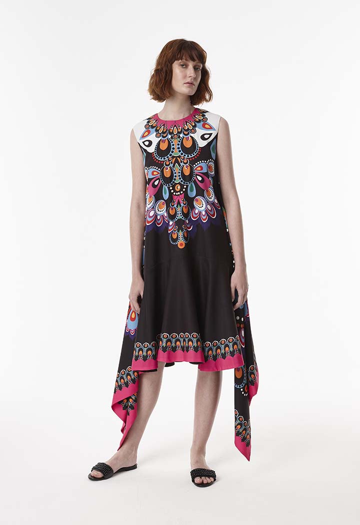 Printed Beaded Wrap Dress - Fresqa