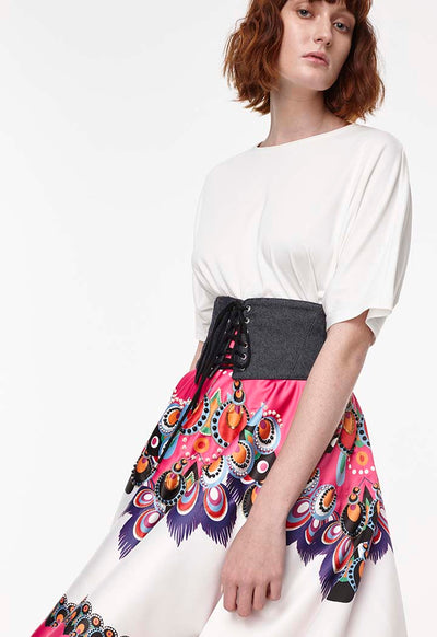 Multicolor Printed Beaded Skirt