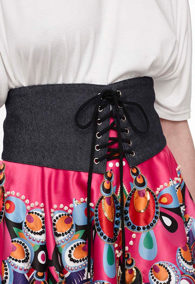 Multicolor Printed Beaded Skirt