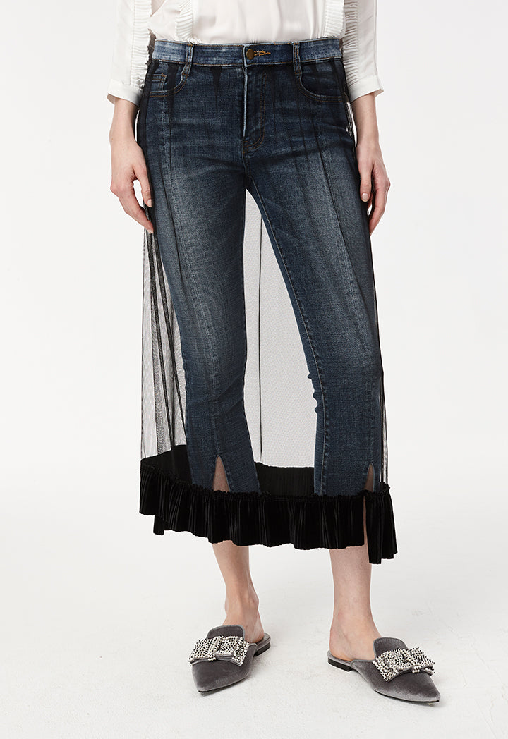 Jeans With Net Overlay