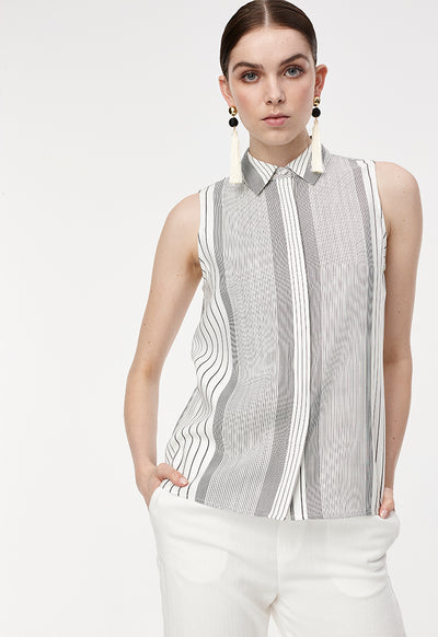 Collared Sleeveless Shirt