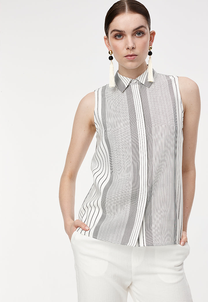 Collared Sleeveless Shirt