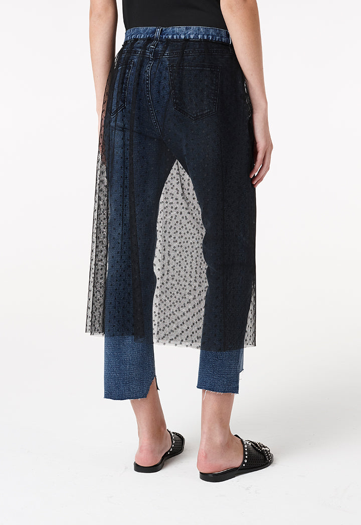 Jeans With Mesh Overlay - Fresqa