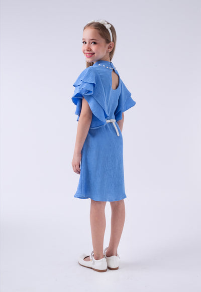 Pearl Stud Ruffle Dress