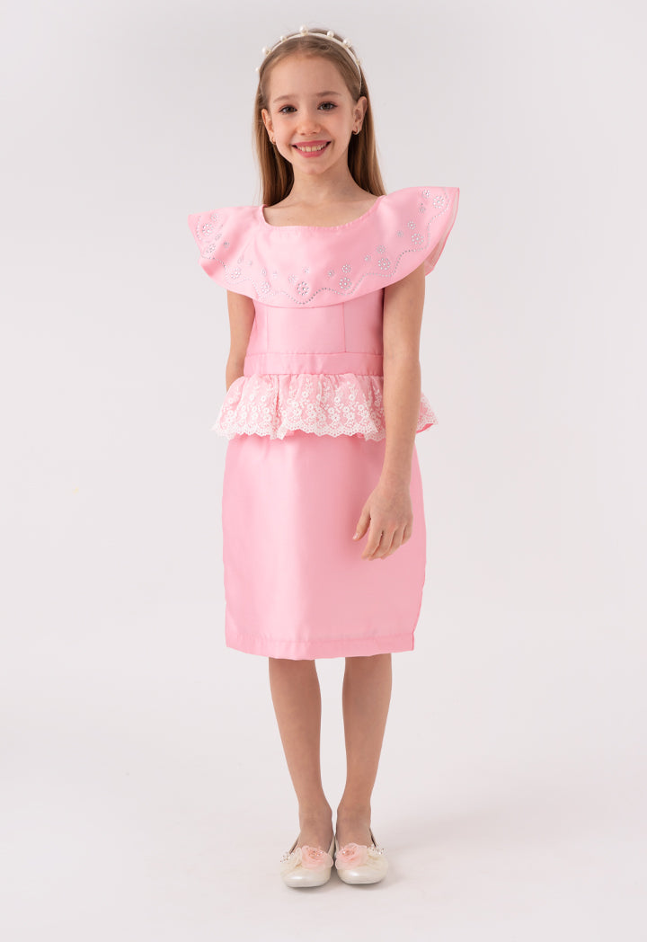 Peplum Embroidered Dress