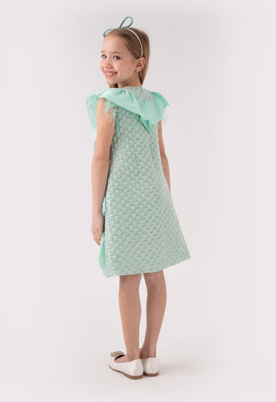 Sleeveless Ruffle Jacquard Dress