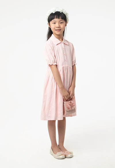 Solid Collared Drop Waist Casual Dress