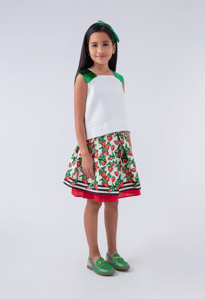 Squared Blouse And Printed Skirt Set