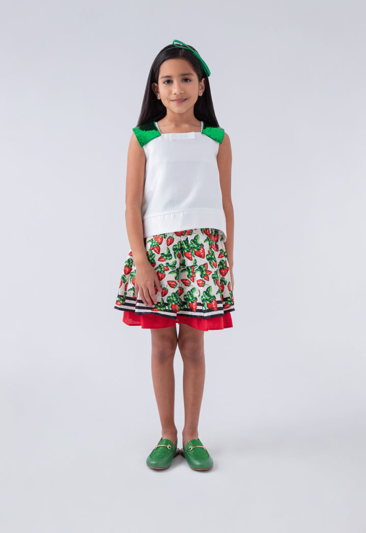 Squared Blouse And Printed Skirt Set
