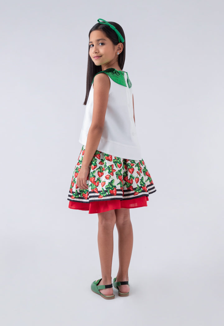 Squared Blouse And Printed Skirt Set