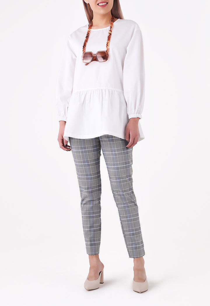 Contrast Side Seam Plaid Trouser