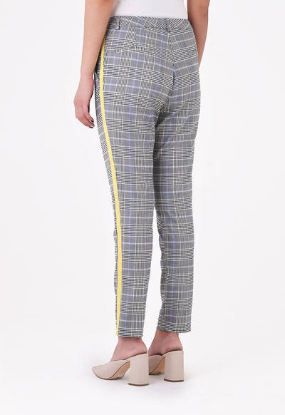 Contrast Side Seam Plaid Trouser