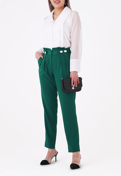 Button Tab Waist Trouser