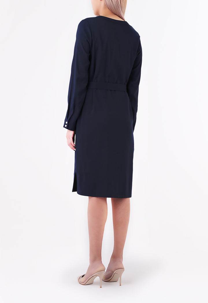 Mandarin Collar Shirt Dress