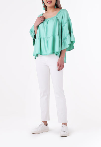 Square Neck Bell Sleeve Blouse