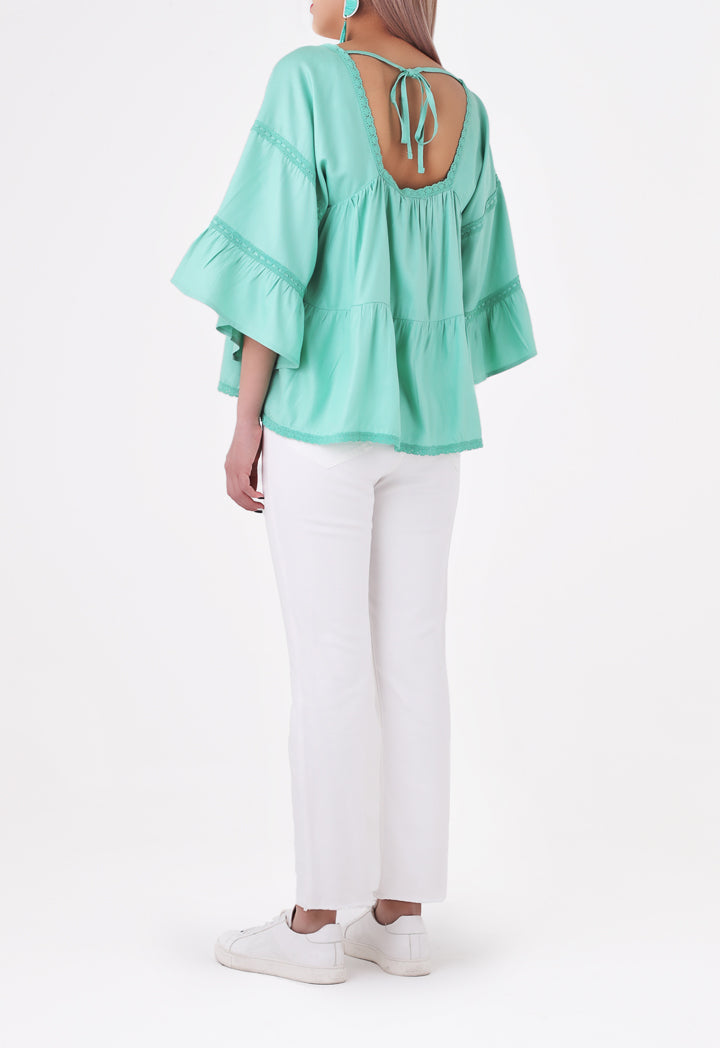 Square Neck Bell Sleeve Blouse