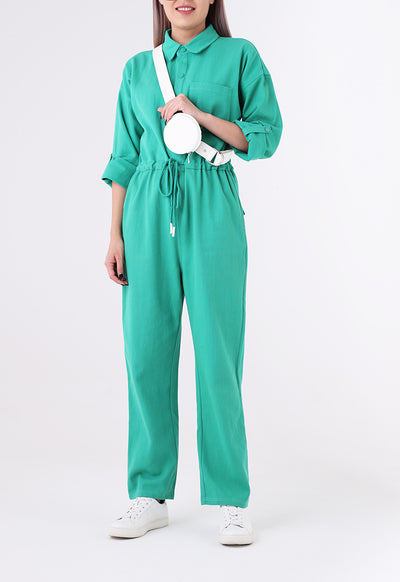 Drawstring Waist Shirt Jumpsuit