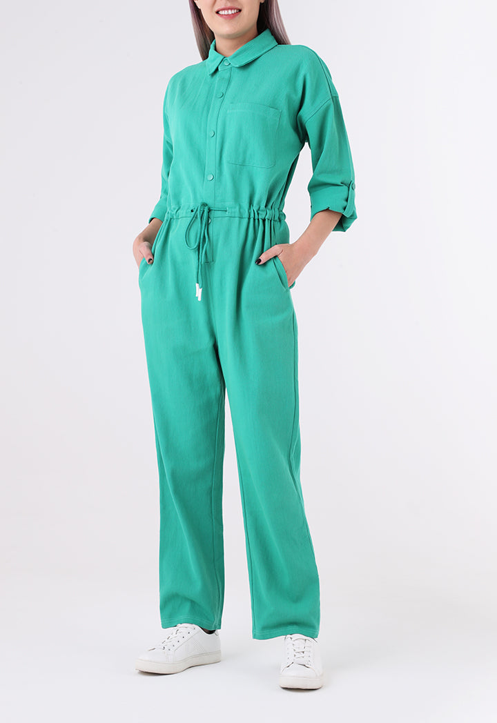 Drawstring Waist Shirt Jumpsuit