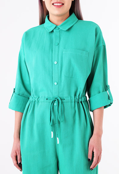 Drawstring Waist Shirt Jumpsuit