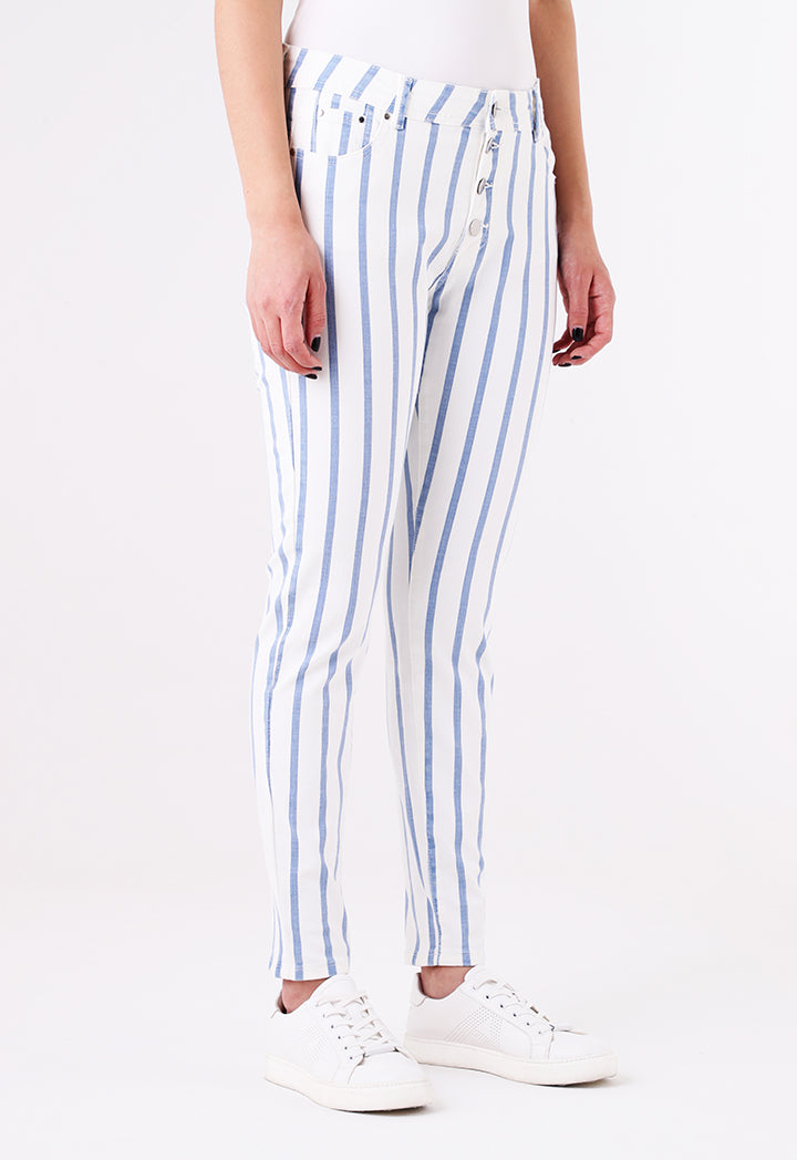 Stripe Print Skinny Denim Pants