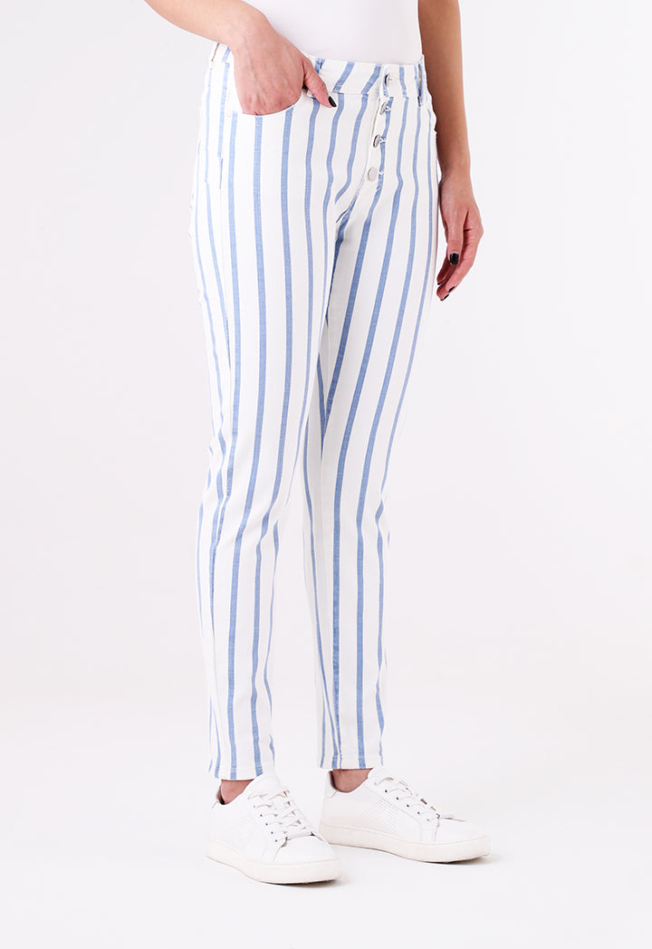 Stripe Print Skinny Denim Pants