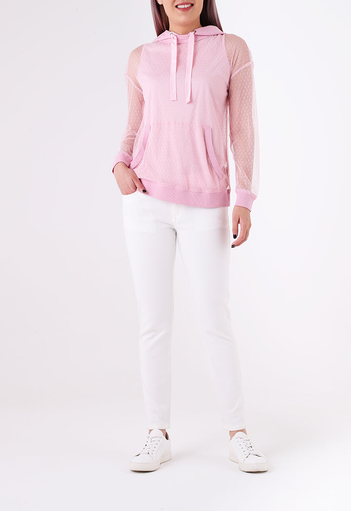 Lace Hooded Knit Top