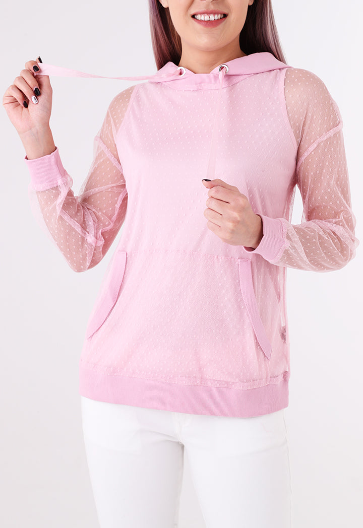 Lace Hooded Knit Top
