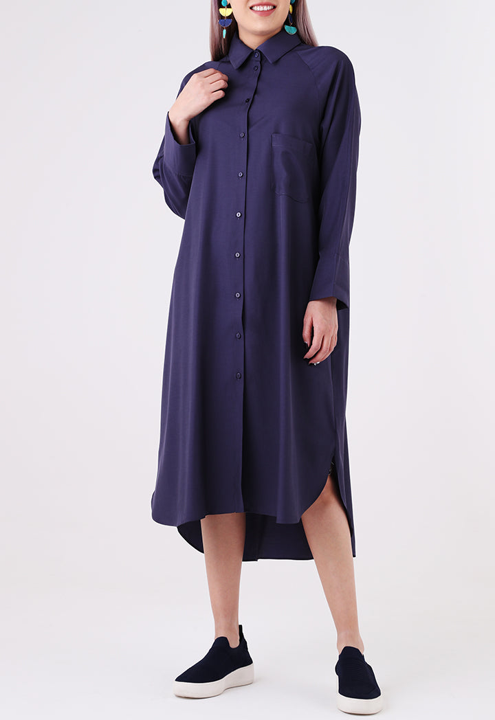Rayon High-Low Shirt Dress