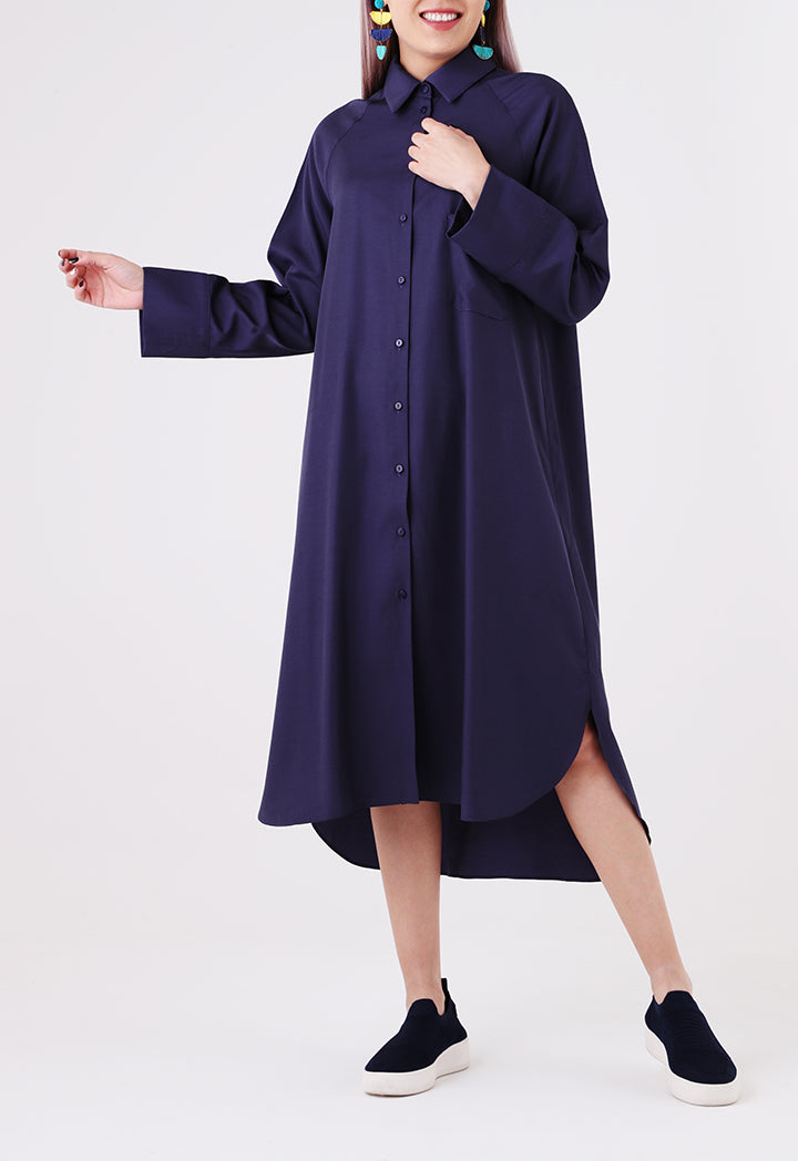 Rayon High-Low Shirt Dress