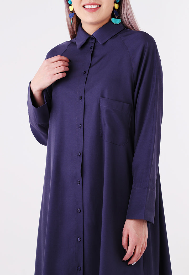 Rayon High-Low Shirt Dress