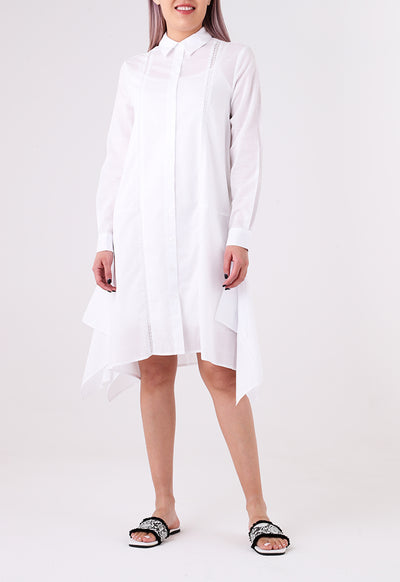 Lace Trim Asymmetric Hem Dress