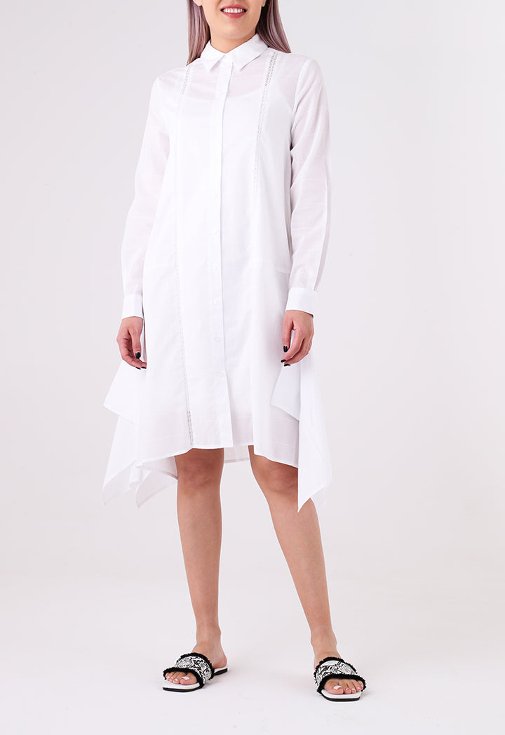 Lace Trim Asymmetric Hem Dress
