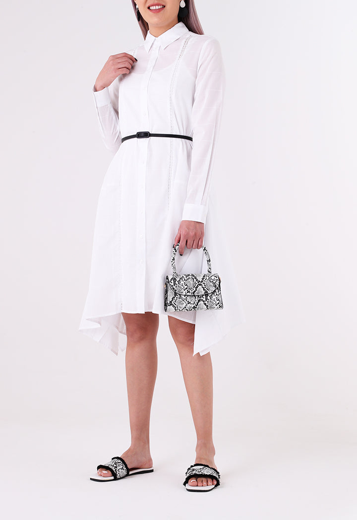 Lace Trim Asymmetric Hem Dress