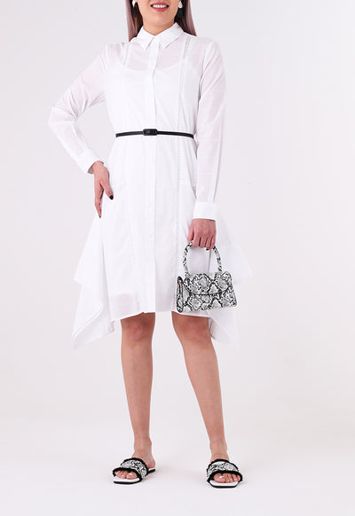 Lace Trim Asymmetric Hem Dress