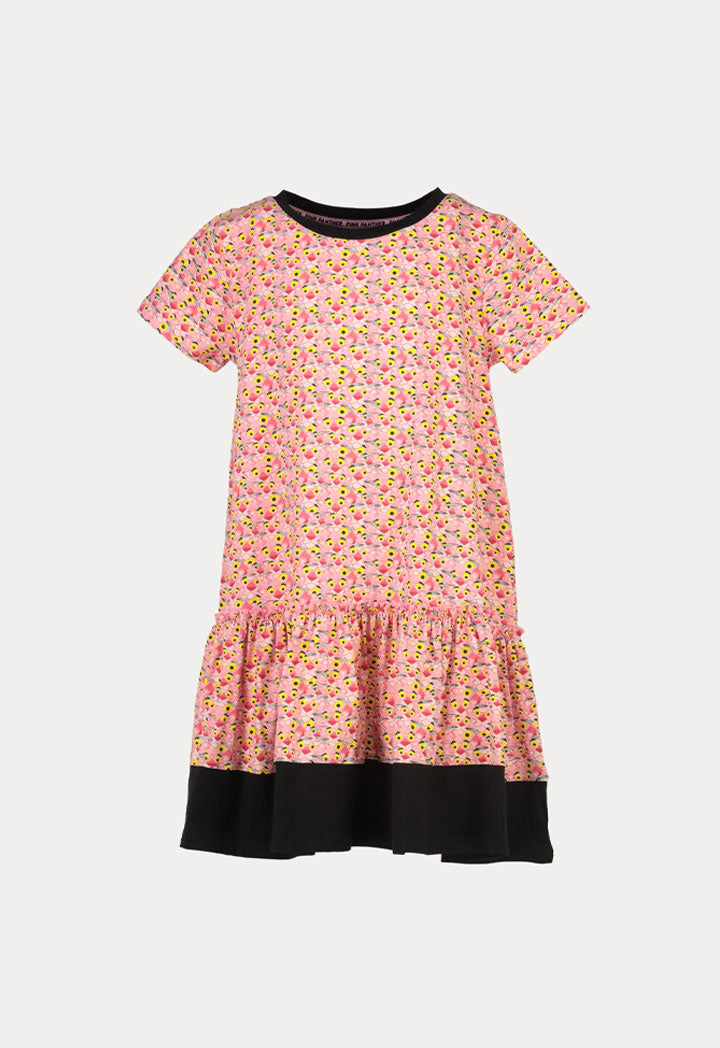 Pink Panther Printed Ruffle Frill Hem Dress