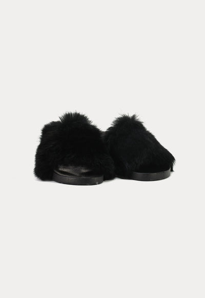 Faux Fur Slides Open Toe Sandals