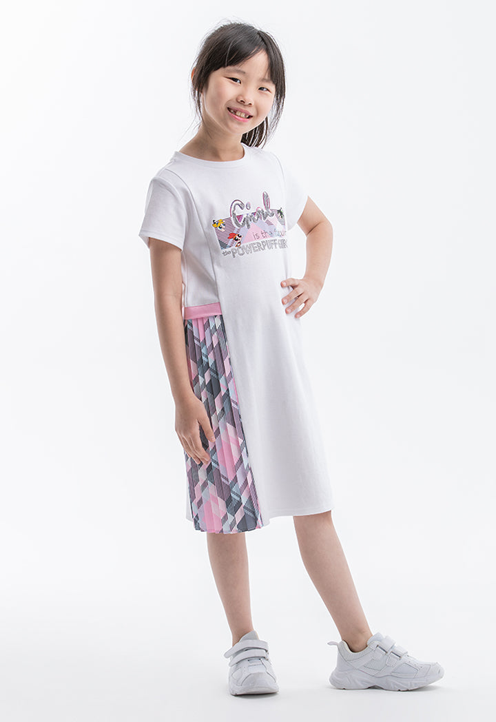 Powerpuff Girls Pleated Sided Graphic Print Dress