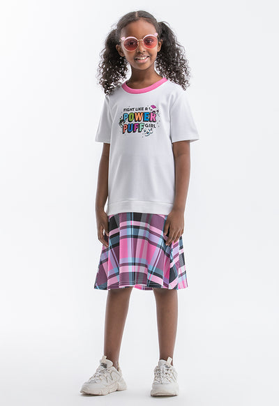 Powerpuff Girls Casual Chequered Hem Dress