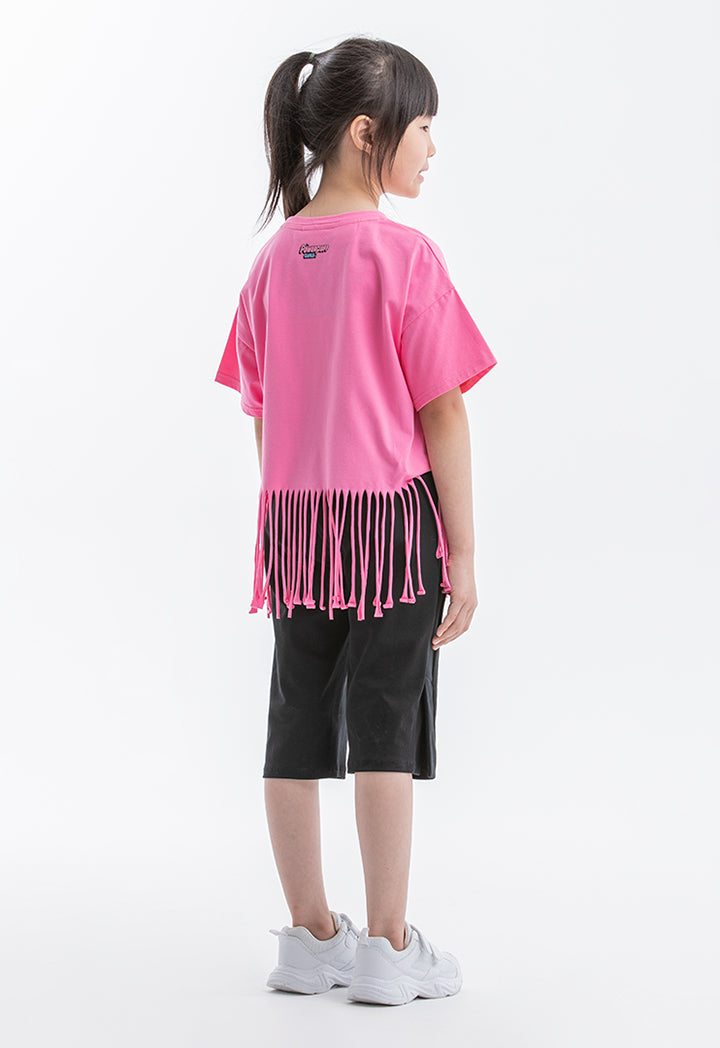 Powerpuff Girls Graphic Print T-shirt With Fringes