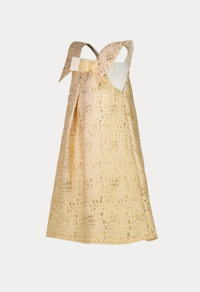 Textured Lurex Embellish Bow Sleeveless Dress