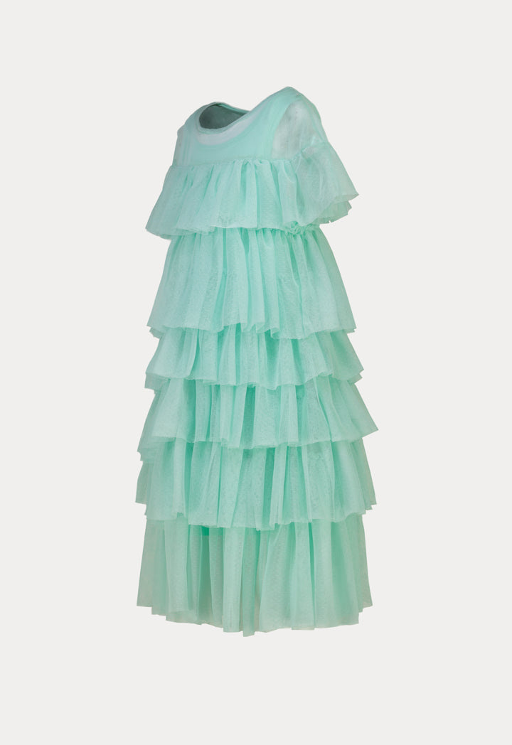 Solid Tiered Tulle Layers Sheer Dress