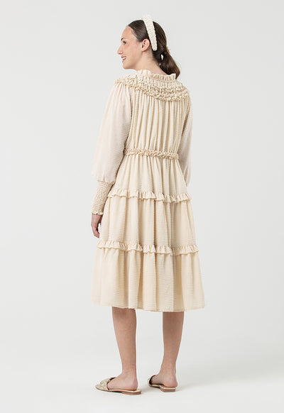 Tiered Ruched Strap Details Maxi Dress
