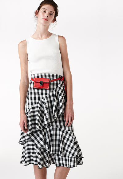 Checkered Ruffle Skirt - Fresqa