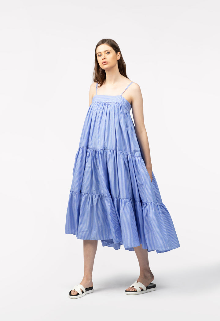 Striped Wide A-Shape Dress - Fresqa