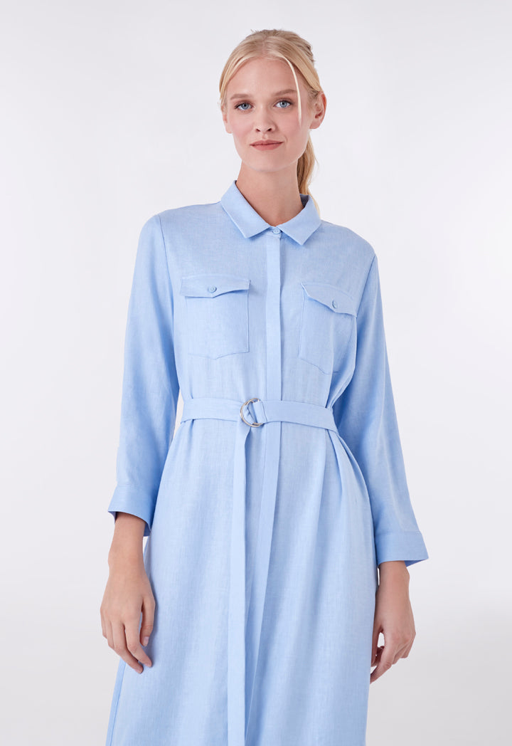 Button Down Flap Pocket Short Dress