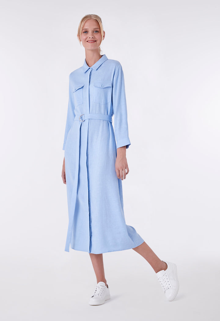 Button Down Flap Pocket Short Dress