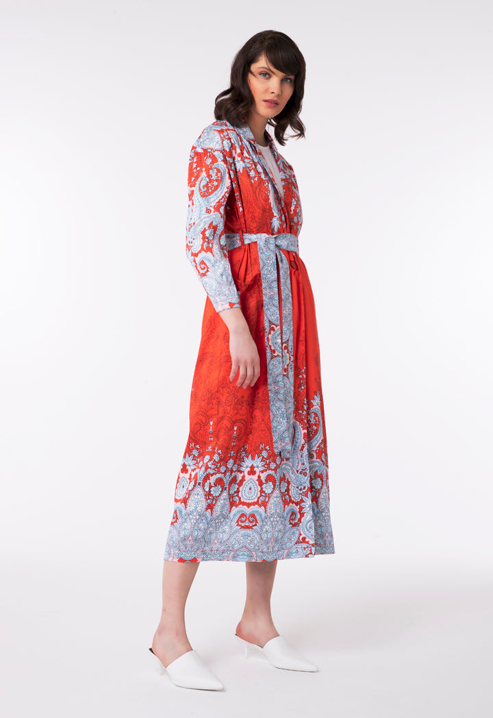 Contrast Print Single Button Outerwear