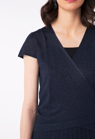 Shiny Wrap Knitted Top